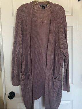 Soho Apparel Mauve Purple Open-Front Longer Cardigan Sweater XL